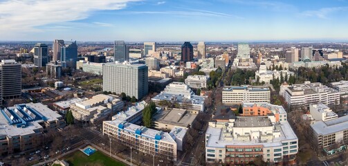 Buildings and skyline of Downtown Sacramento, California, United States.
