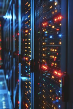 Conceptual illustration of data storage and database management on computer server