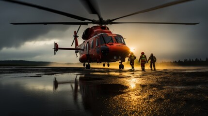 Landing rescue helicopter