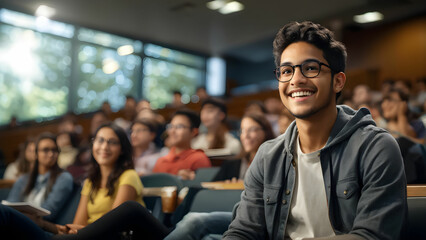 Portrait of a Latino American university student with a happy expression