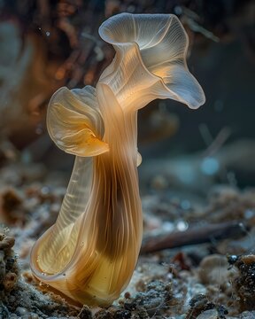 Vibrant Trumpet-Shaped Stentor Extending to Feed in Underwater Environment