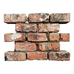 Photo of red bricks isolated on transparent background