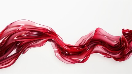Red abstract flowing liquid wave stripe on white background