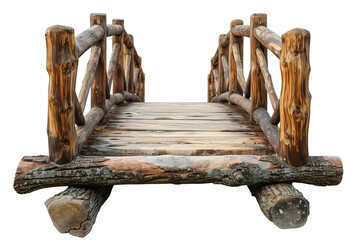 wooden foot bridge isolated on transparent background With clipping path. cut out. 3d render