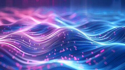 Abstract colorful background with blurred lines and waves, 3d render abstract panoramic background with glowing, abstract background with smooth lines in blue and pink colors