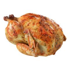 Photo of roasted chicken isolated on transparent background