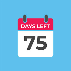 75 days to go countdown template. 75 day Countdown left days banner design. 75  Days left countdown timer