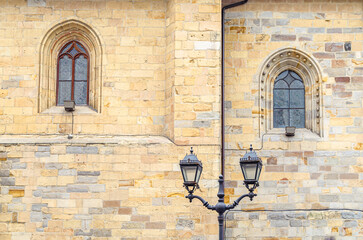 Architectural detail, church facade in Bilbao, Spain