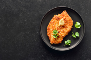 Chicken schnitzel on plate