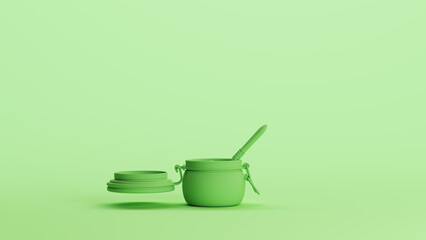 Green mint mason jar kitchenware preserves dishware kitchen ingredients storage background 3d illustration render digital rendering