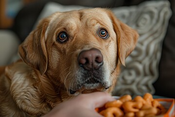 Dog Owner Teasing Labrador with Tasty Snack Generative AI