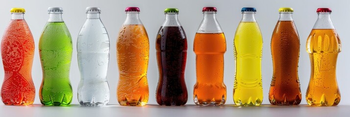 Drink Bottles. Assorted Carbonated Soft Drinks in Plastic Bottles