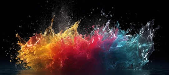 colorful watercolor ink splashes, paint 344