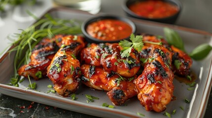 Fototapeta premium Chicken with sauce. Generative AI.