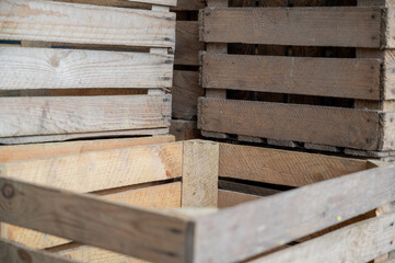 Wooden boxes for vegetables and fruits