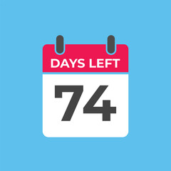 74 days to go countdown template. 74 day Countdown left days banner design. 74  Days left countdown timer
