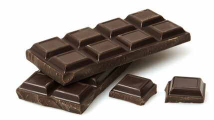 Fototapeta premium Assorted Dark Chocolate Pieces Close-Up isolated in white background