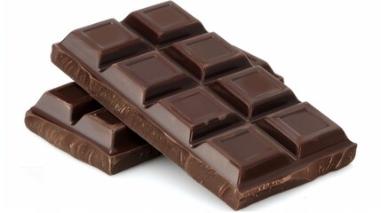 Assorted Dark Chocolate Pieces Close-Up isolated in white background