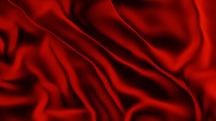Red abstract silk textile background. 3d render.