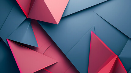 bold geometric shapes of cerulean and rose red, ideal for an elegant abstract background - obrazy, fototapety, plakaty