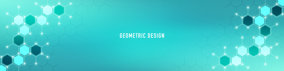 Abstract geometric background with hexagons shape pattern for banner or website header template