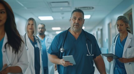 Doctors confer about diagnosis in the hospital, medical summit