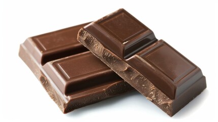 Assorted Dark Chocolate Pieces Close-Up isolated in white background