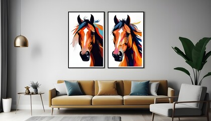 Abstract horse portrait poster idea for living room decor frame poster
