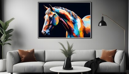 Abstract horse portrait poster idea for living room decor frame poster
