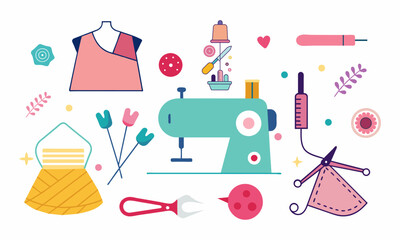 Sewing elements illustration vector collection