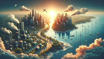 Corporate Climate Responsibility: Companies Prioritizing Sustainability, Carbon Reduction, and Environmental Stewardship - Photo Real Concept