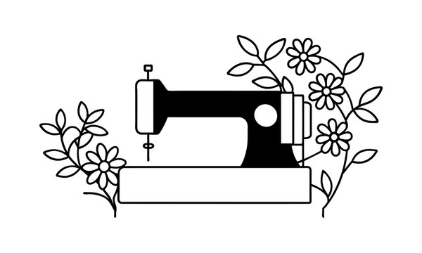 recommend clip art: Floral sewing machine silhouette