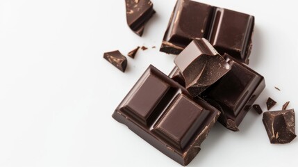 Obraz premium Assorted Dark Chocolate Pieces Close-Up isolated in white background