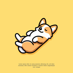 sleeping corgi vector illustration in flat design style