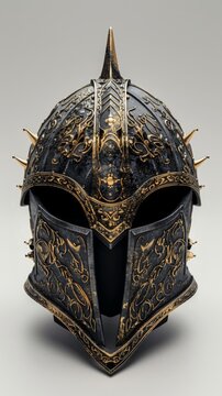 Helmet with spikes on the sides. Vertical background 