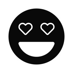 Happy face with heart symbols on eyes, concept icon of in love emoji