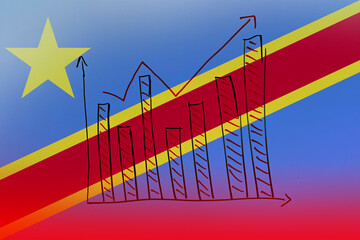 Fototapeta premium Congo Democratic Republic bar chart graph with ups and downs, increasing values, developing and 