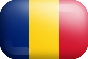 Fototapeta premium Romania Official National Flag 3D Rounded Glossy Icon Isolated Design Element