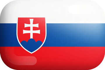 Obraz premium Slovakia Official National Flag 3D Rounded Glossy Icon Isolated Design Element