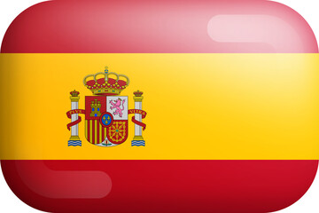 Spain Official National Flag 3D Rounded Glossy Icon Isolated Design Element