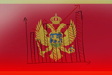 Naklejka premium Montenegro bar chart graph with ups and downs, news banner idea, increasing values, Montenegro 