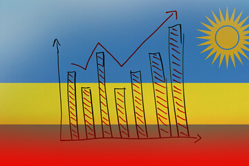 Rwanda bar chart graph with ups and downs, news banner idea, increasing values, Rwanda country 