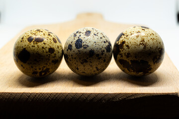 quail eggs on a white