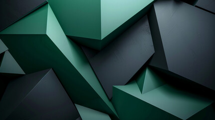bold geometric shapes of emerald green and charcoal gray, ideal for an elegant abstract background