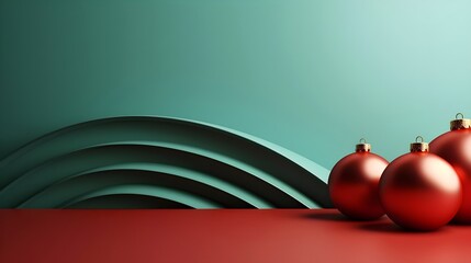 Green and Red Christmas Minimal Background,
Simple Template for Holiday Themes, Hand Edited Generative AI