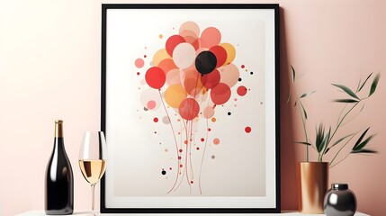  Minimal Celebration Poster with Balloons,
Simple Design for Festive Themes, Hand Edited Generative AI