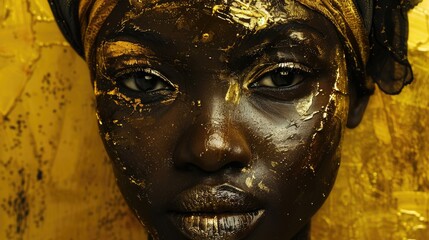 Woman with gold glitter on face