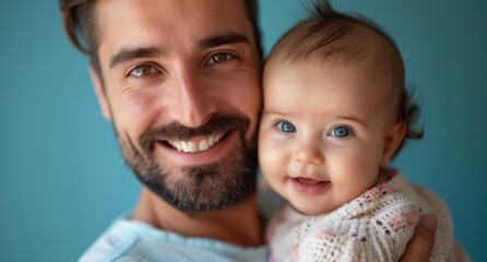 Man holding baby in arms