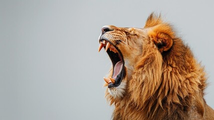 Close up of lion roaring