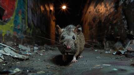 Rat sitting on dirty street